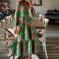 Idoravan ženska ljetna majica haljina modna ženska, casual proljeće i ljeto V-izrez tromjesečni rukav od tiskane haljine