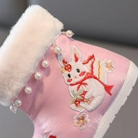 Kid cipele Hanfu vez Hanfu zimske tang haljine novogodišnji pamučni kolač zečji vez pearl toddler cipele