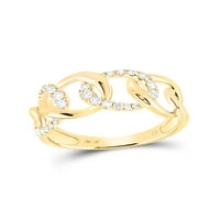 14KT Žuta zlatna žena Okrugla Diamond Curb Link Modni prsten CTTW