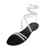 Tutumumbene sandale 9 9. Ljetne žene dame modne povremene ravne retro papuče kristalne cipele Sandale