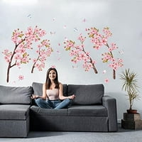 1SET akvarelni cvjetni zidni naljepnice sa leptir zidnim naljepnicama pastel ružičasti cvjetni zidni
