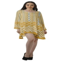 Moomaya majica s dugim rukavima žene odštampane plus veličine haljine rajon kratkim vrhovima tunike