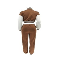 Hirigin ženske jeseni trenerke, slovo vezenje dugih rukava Snaps kratka jakna + casual hlače set, s