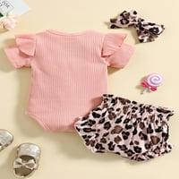 Meihuida Baby Girl Tops and Hotches Set modne slova kratki rukav rukav i leopard kratki hlače za hlače