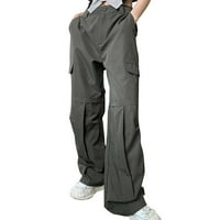 Petite široke pantalone za noge za žene Dressy Hlacke široke noge visoki struk FIT labave radne kancelarijske
