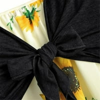 Wozhidase Haljine za žene kratki rukav luk čvor zavoj najbolji suncokret za ispis mini haljina odijelo