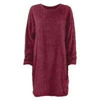 Tangnade haljina za žene zimski džemper pleteni turtleneck topli džep s dugim rukavima mini haljina