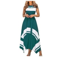 Žene ljetne haljine za žene za odmor Boho Boho rukava za sunčanje cvjetna srednja dužina okrugla izrez zelena 5xl