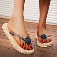 DMQupv sandale za žene široki cvjetni remen Thong papuče modna plaža ravne cvjetne papuče Dijamantne