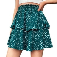 Suknje New Ljetni dvostruki sloj Pamučni kolač od polovine suknje Solidana ruffle elastična kratka suknja