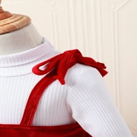 Biayxms Toddler Girl Fall Outfit Redwit Dugi rukav visoki vrat Vrhovi za vezanje Velvet haljina Božićna