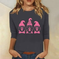 Ponude rak na dojke za žene svijest o dojku COMFY tiskani labavi majica rukava bluza okrugli vrhovi