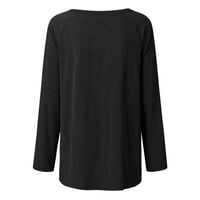 Prodaja Danas Clearence Ležeran O-izrez Majica Labavi dugi rukavi Bluza Black XXL