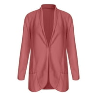Žene formalno odijelo kaput - modni jesen i zimski čvrsti dugi rukav jaknu ružičasti ružičasti s