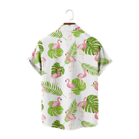 Tinejdžeri MENS Hawaiian Flamingo košulje dole redovne majice sa tiskanim majicama sa džepom košulje