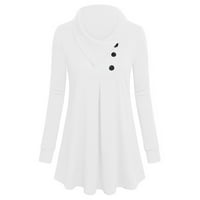 Hanzidakd ženske košulje jesen i zimski dugi rukav okrugli izrez poliestera plus size s punijom majice bijeli xxl