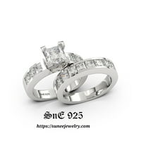 3,25ct Princess rez mladenkinjski zaručnički prsten Diamond simulirani sterling srebrni godišnjički