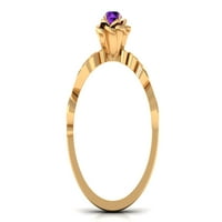 Amethist cvjetni prsten sa moissine za žene - Priroda nadahnuti prsten, 14k žuto zlato, SAD 12.50