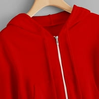 Ženske zip up dukseve Dukseve odjeća Teen Girl Jesen Ležerne jakne sa džepovima Gornji kaput Red S