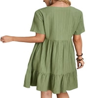 Niveer dame Ljeto plaža sa rušenjem mini haljina V izrez kratke haljine seksi rukava zelena xl