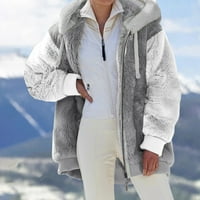 SKSLOEEg Sherpa jakna Ženska nejasna jakna s džepovima Zimska otvorena kaputa za prednju flizu Odjeća