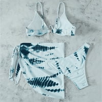Yueulianxi Ženske dame Boja Tie-Dye Sky Split Push up Trodijelni kupaći kostimi za kupaći odjeće za