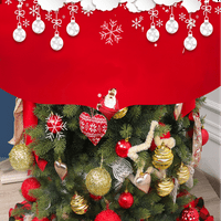 Suknja za božićnu drvcu, meka crvena i crna plairana božićna mat za božićnu gume za Xmas Party Dekoraciju, Božićno drvo za odmor