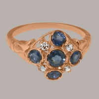Britanci napravio 9K ružičastog zlatnog prstena sa prirodnim prstenom sa safir i dijamantnim ženama