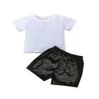 Xiaoluokaixin Toddler Kids Baby Girl Dinet Set Ljetni odjeću Kratki rukav The Majice i kratke hlače