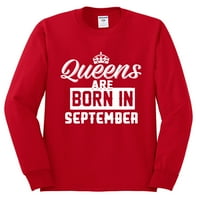 Kraljice su rođeni u septembru Humor muški majica s dugim rukavima, crvena, 2xl