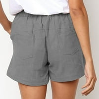 Pgeraug ženske hlače plus veličina za crtanje elastičnog struka džep labave čvrste kratke hlače za žene