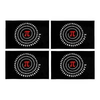 Funny pi spiralni opseg matematike Placemats Stolni prostirke za trpezariju Kuhinjski stol ukras, set
