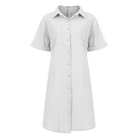 Binmer Women Ljetna haljina košulja majica haljina Ležerne prilike odsjećenih ovratnika kratkih rukava