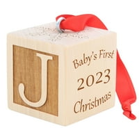 Palmetto Wood Shop Personalizirani bebini prvi blok ukrasa za božićne ukrase, bilo koje godine