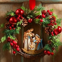 16 Božićni viseći vijenac Ornament, romantična sretna porodična prekrasna vješalica za vrata, božićni