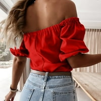 Miayilima Red XXL majice za žene Bluze za žene s kratkim rukavima, ljetna modna modna ramena Top veličine