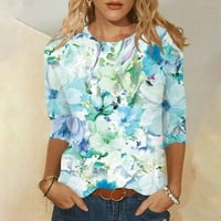 APEPAL ženska tiskana posadna majica za bluze za bluzu za bluze Ležerne prilike sažedne modne modne