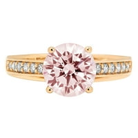 2.21ct okrugli rez ružičasti simulirani dijamant 14k žuto zlato ugraviranje izjava bridalna godišnjica