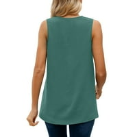 Dame Solid Color Modni bez rukava Casual Tenk Thange Casual majica za žene Zelene s