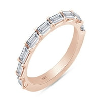 Baguette Oblik bijeli prirodni dijamantski vjenčani prsten za vjenčanicu u 14k ružičasto zlato preko