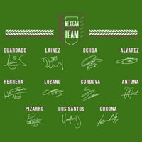 Muška meksička fudbalska federacija Nacionalni nogometni igrači igrači potpisuju grafički tee Kelly