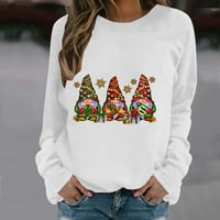 Božićni ružni džemper Hoodie za žene Ženske božićne jesenski okrugli vrat dugih rukava tiskane redovine bluze sklehim pune boje tiskanje navodnika kapuljača kapuljača sa kapuljačom kapuljača
