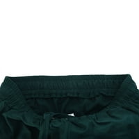 Ženske joggers hlače lagane čisto pamučno posteljina labavi trke sa džepovima sa džepovima Čvrsta aktivna odjeća casual široke noge pantalone tamnozelene xxl, veličine SAD-a: 12