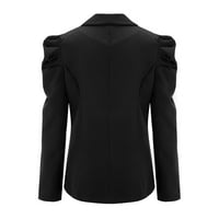 Haxmnou ženski casual bluže puff rukav otvoreni prednji ured Blazers poslovne jakne crne m