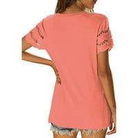 Ženski ljetni vrhovi Crew izrez Solid bluza Ležerne košulje s kratkim rukavima narančasta xl