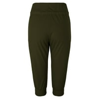 Iopqo ženske hlače Jogers za žene Ljeto Nove casual obrezane elastične hlače za žene modne ležerne modne kratke hlače sa solim ppants hlače za žene zelene m