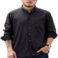 Muškarci vrhovi majice rever na vratu niz tucij košulju MENS casual bluza Rad crna
