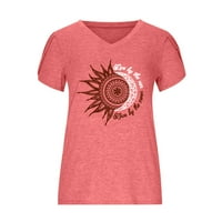Ženski kratki rukav V-izrez Print Basic Prevelizirane majice TOP Ljeto Loose Fit Majice Majice