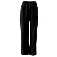 Ženske Y2K hlače pamučni džep obrezani ravni obrezi ležerne duge labave hlače za žene