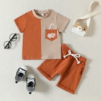 Djeca dječja dječja dječja proljetna ljetni patchwork pamuk kratki rukav casual casure kratke hlače odjeća odjeća za bebe